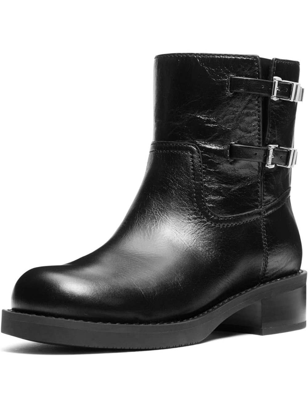 Michael Kors Black Leather Buckle Ankle Boots - Women